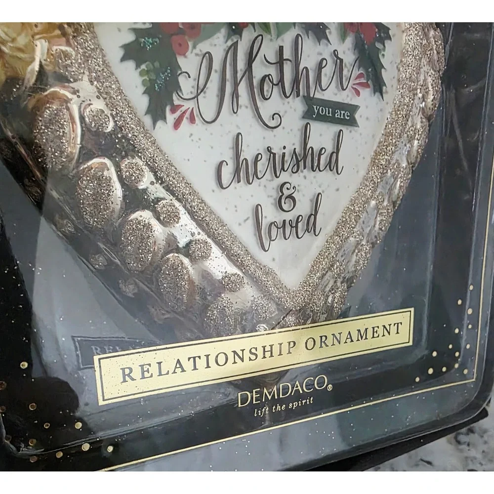 DEMDACO Mercantile Collection Mother Cherished‎ Loved Heart Ornament Holiday